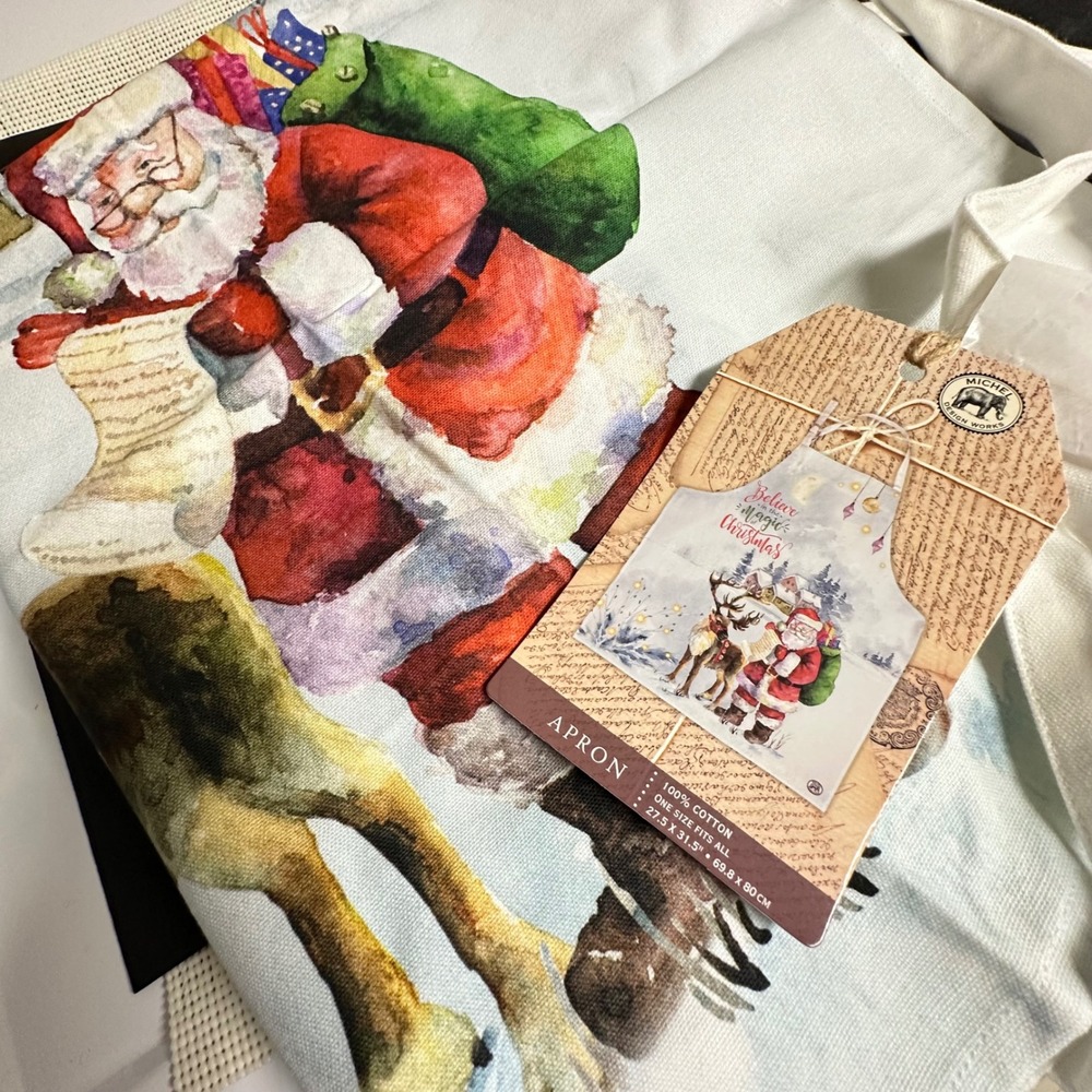 Michel‎ Design Works Cotton Apron "Believe in the Magic of Christmas" NEW ONE SZ
